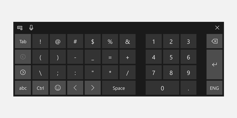 Windows 触摸键盘，用于电话号码