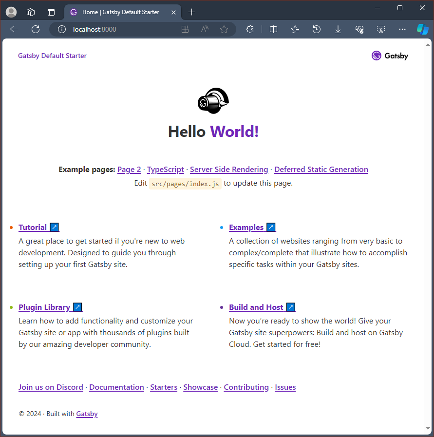 你在 localhost:3000 中运行的 Gatsby.js 应用