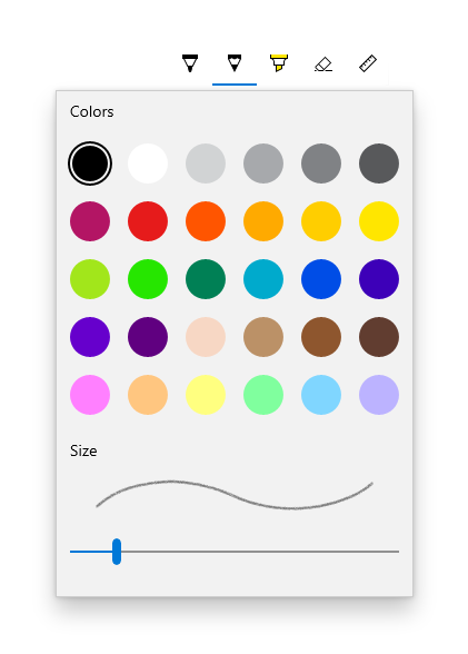 InkToolbar 调色板浮出控件