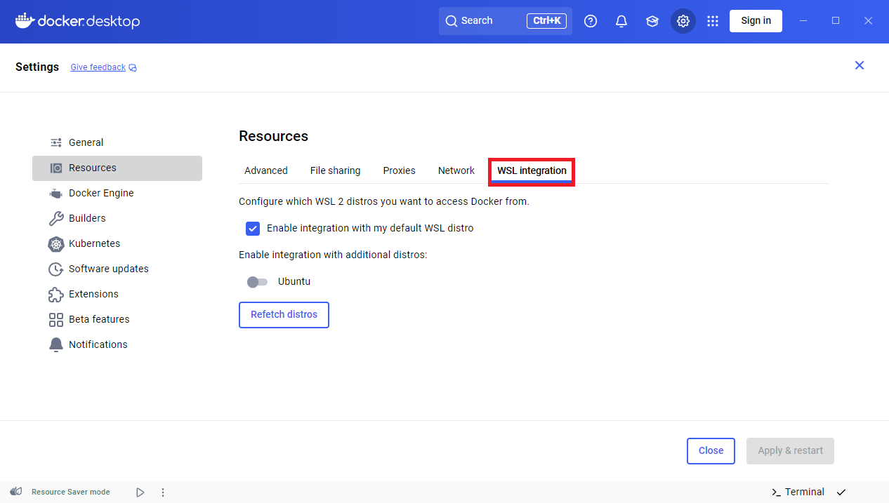 Docker Desktop 资源设置